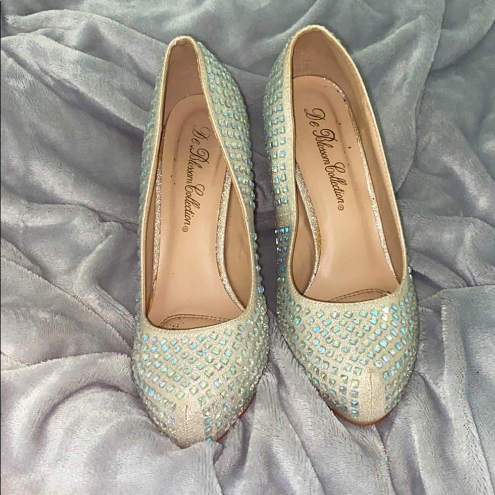 Silver Multicolored Rhinestone Heels